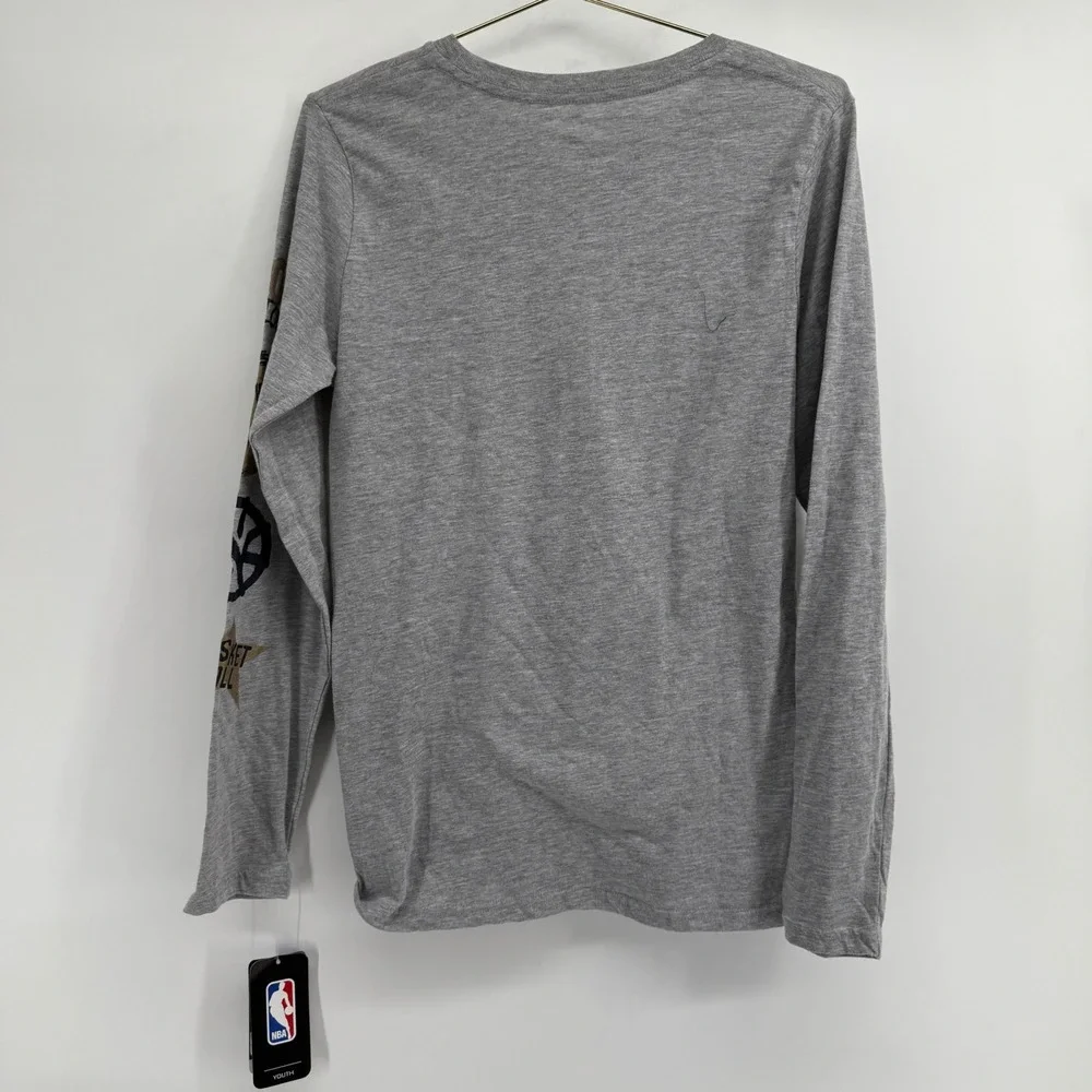 Youth New Orleans‎ Pelicans Basketball Long Sleeve T Shirt Grey NBA Kids Size M